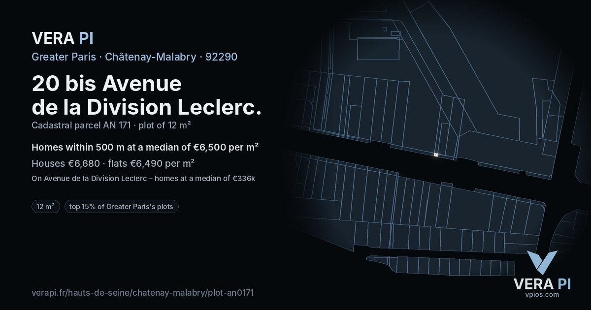 20 bis Avenue de la Division Leclerc, Châtenay-Malabry at night – the plot lit, the parcels around coloured by the prices near them
