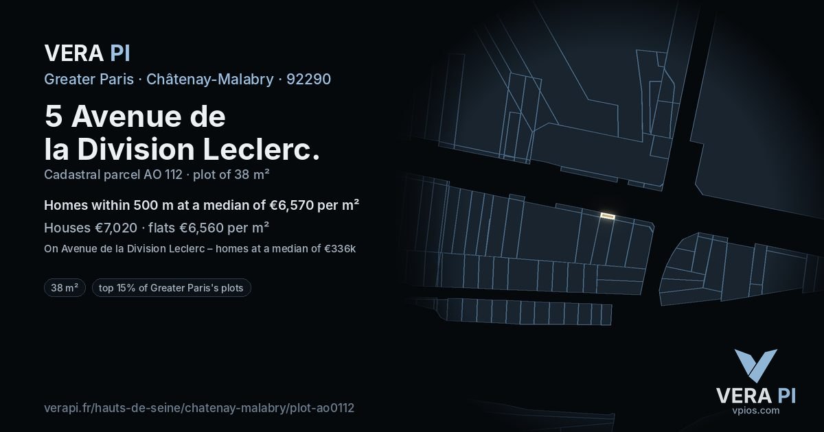 5 Avenue de la Division Leclerc, Châtenay-Malabry at night – the plot lit, the parcels around coloured by the prices near them