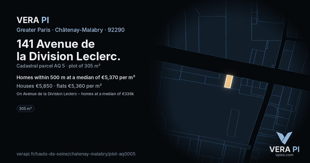 141 Avenue de la Division Leclerc, Châtenay-Malabry at night – the plot lit, the parcels around coloured by the prices near them