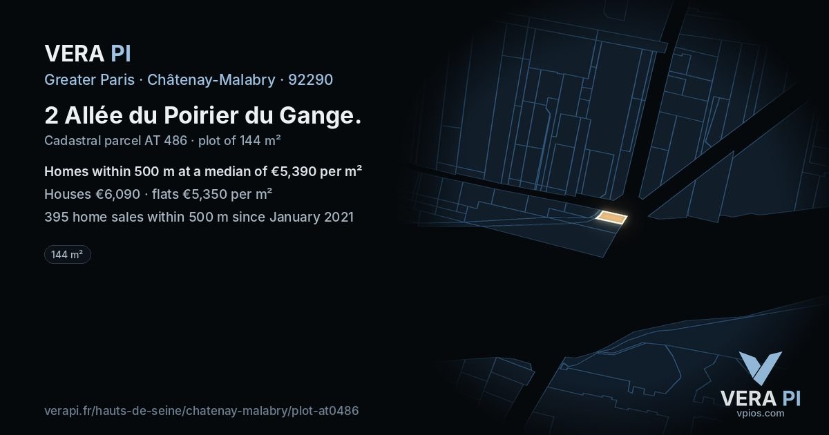 2 Allée du Poirier du Gange, Châtenay-Malabry at night – the plot lit, the parcels around coloured by the prices near them