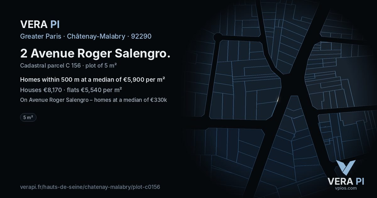 2 Avenue Roger Salengro, Châtenay-Malabry at night – the plot lit, the parcels around coloured by the prices near them