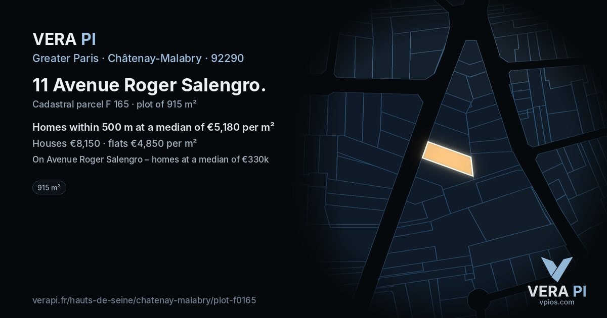 11 Avenue Roger Salengro, Châtenay-Malabry at night – the plot lit, the parcels around coloured by the prices near them