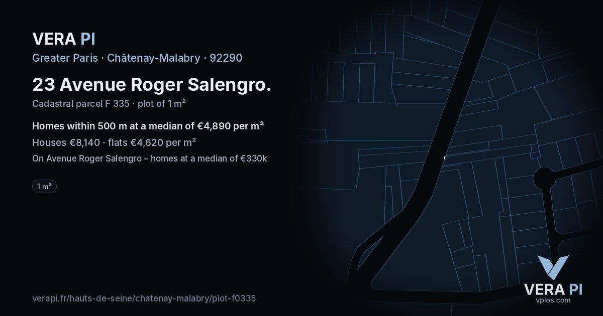 23 Avenue Roger Salengro, Châtenay-Malabry at night – the plot lit, the parcels around coloured by the prices near them