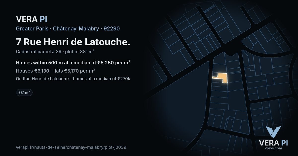 7 Rue Henri de Latouche, Châtenay-Malabry at night – the plot lit, the parcels around coloured by the prices near them