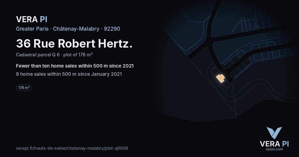 36 Rue Robert Hertz, Châtenay-Malabry at night – the plot lit, the parcels around coloured by the prices near them