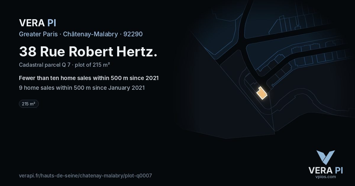 38 Rue Robert Hertz, Châtenay-Malabry at night – the plot lit, the parcels around coloured by the prices near them