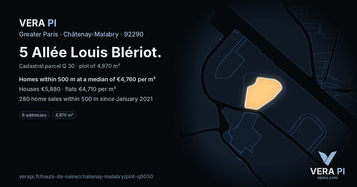 5 Allée Louis Blériot, Châtenay-Malabry at night – the plot lit, the parcels around coloured by the prices near them