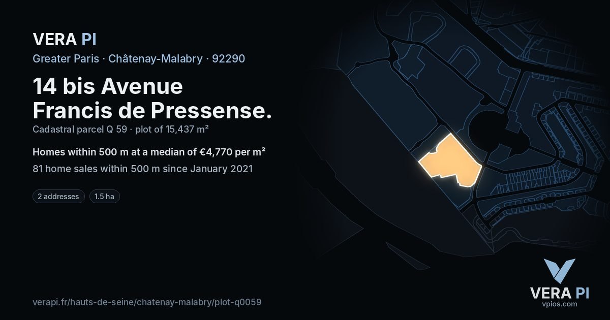 14 bis Avenue Francis de Pressense, Châtenay-Malabry at night – the plot lit, the parcels around coloured by the prices near them