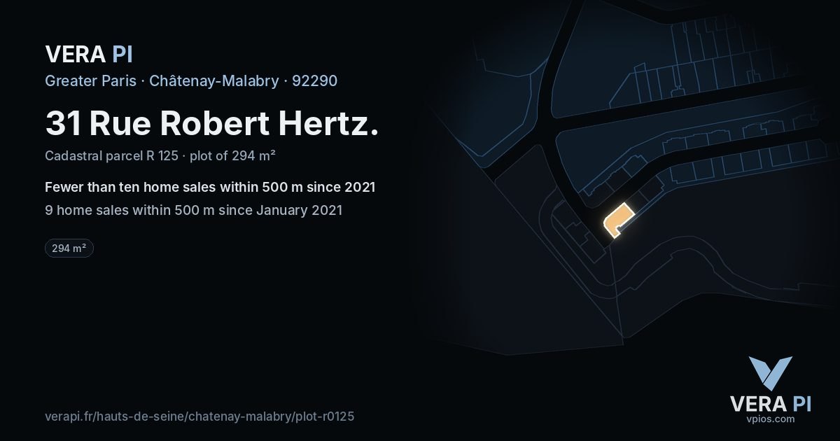 31 Rue Robert Hertz, Châtenay-Malabry at night – the plot lit, the parcels around coloured by the prices near them