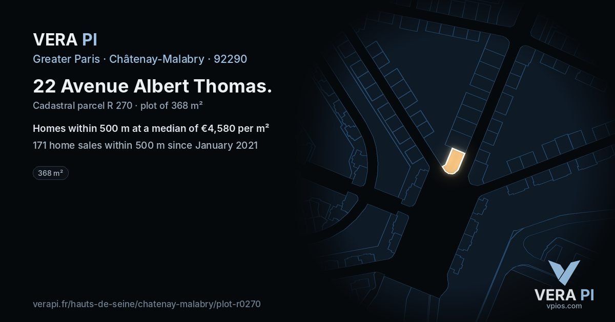 22 Avenue Albert Thomas, Châtenay-Malabry at night – the plot lit, the parcels around coloured by the prices near them