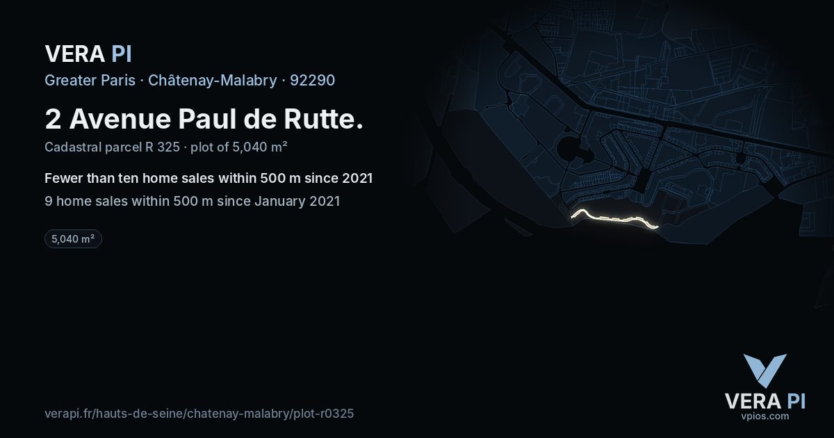 2 Avenue Paul de Rutte, Châtenay-Malabry at night – the plot lit, the parcels around coloured by the prices near them