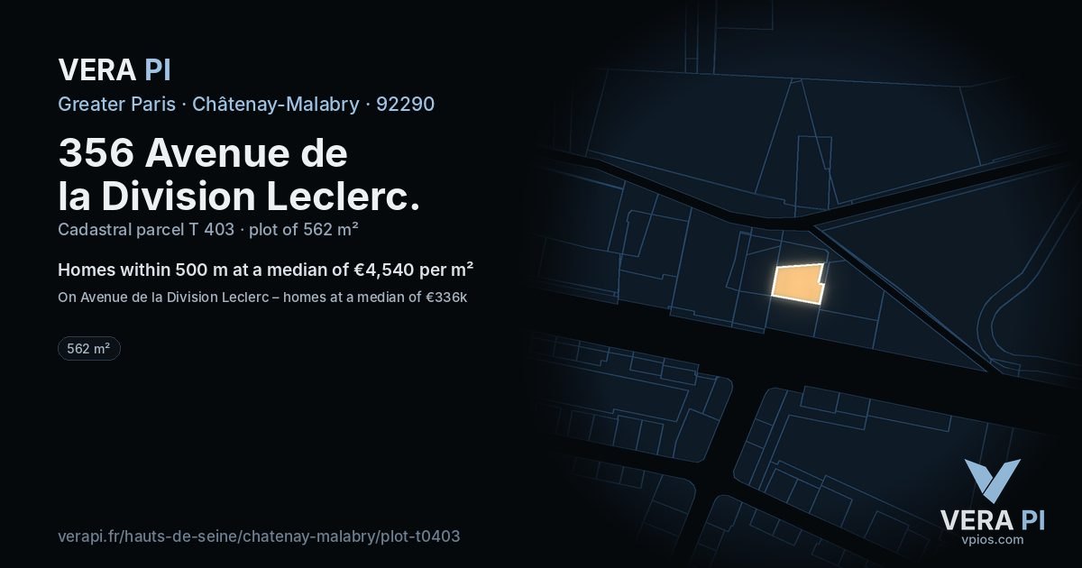 356 Avenue de la Division Leclerc, Châtenay-Malabry at night – the plot lit, the parcels around coloured by the prices near them