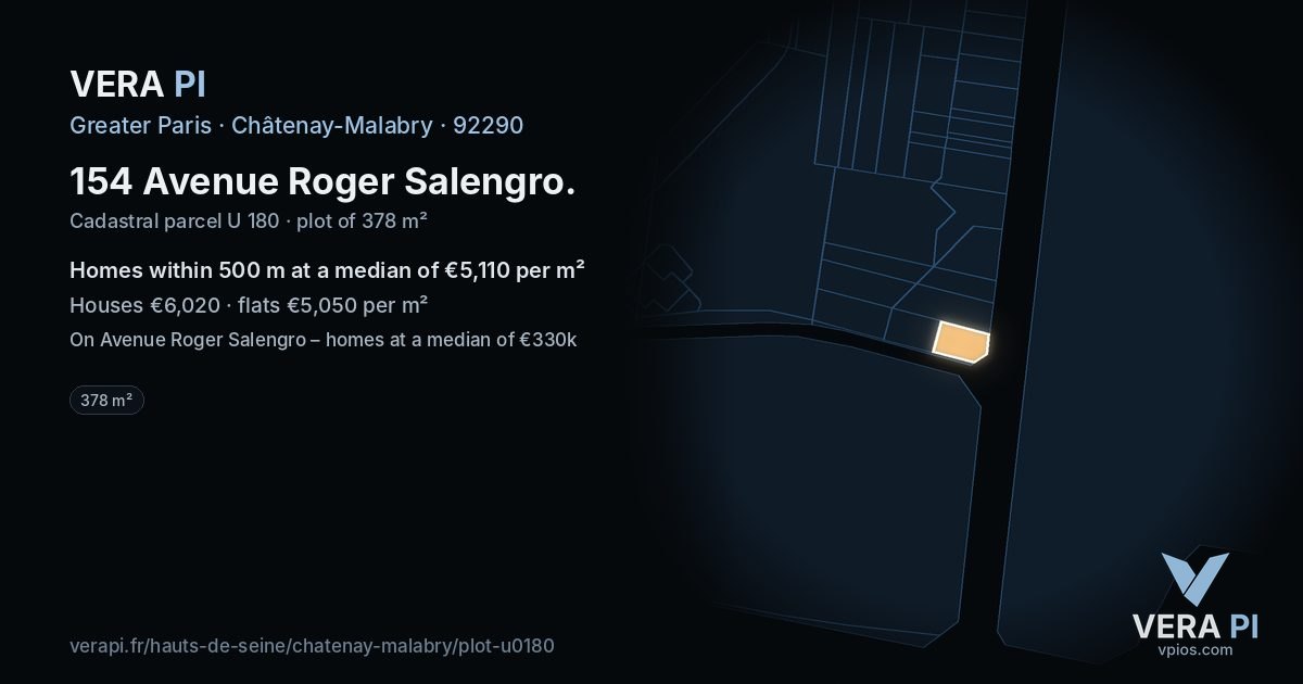 154 Avenue Roger Salengro, Châtenay-Malabry at night – the plot lit, the parcels around coloured by the prices near them