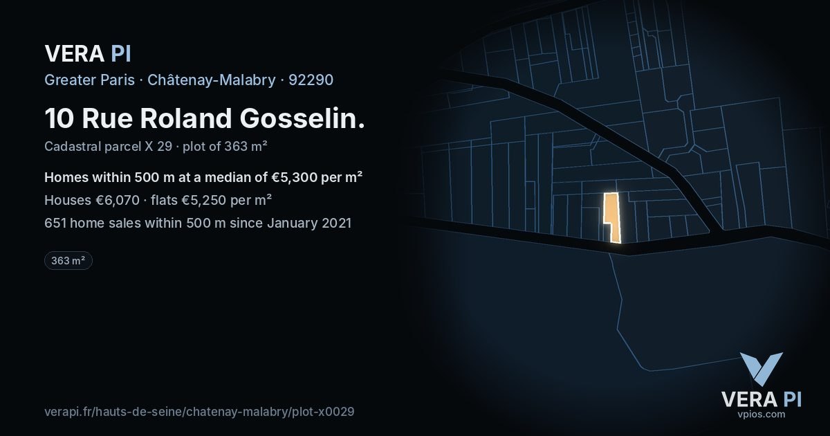 10 Rue Roland Gosselin, Châtenay-Malabry at night – the plot lit, the parcels around coloured by the prices near them