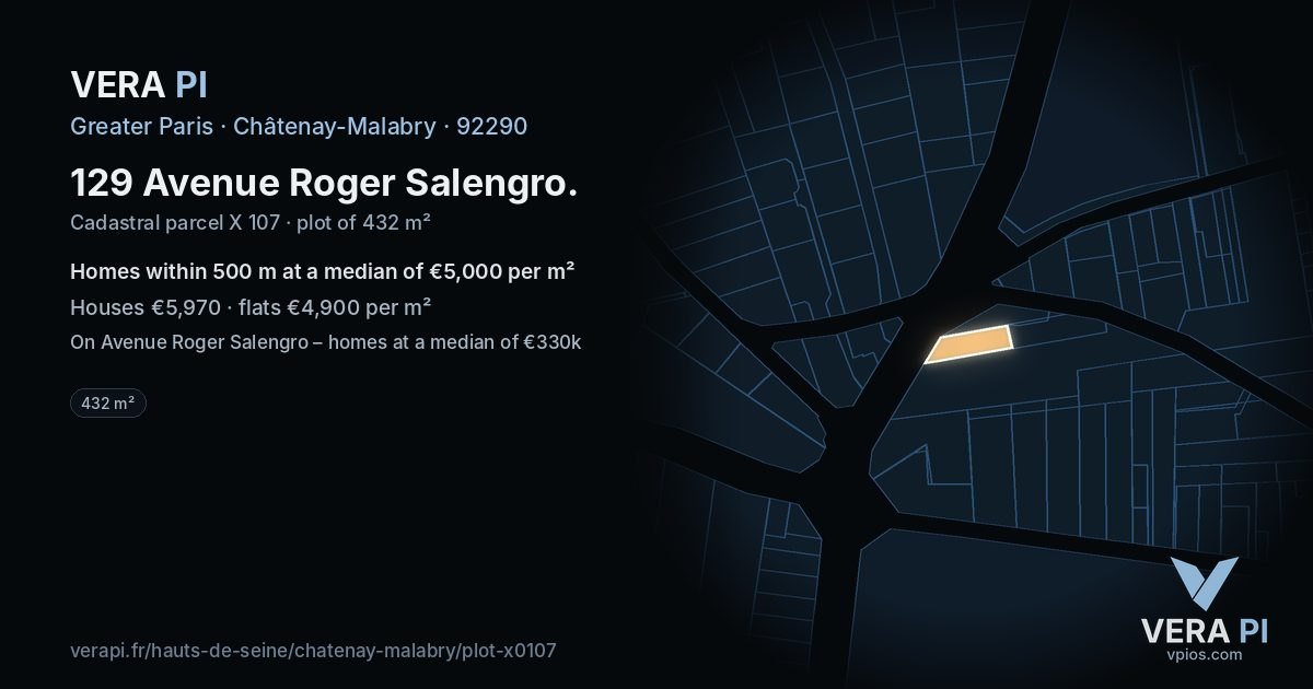 129 Avenue Roger Salengro, Châtenay-Malabry at night – the plot lit, the parcels around coloured by the prices near them