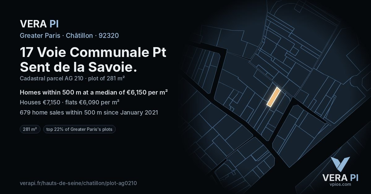 17 Voie Communale Pt Sent de la Savoie, Châtillon at night – the plot lit, the parcels around coloured by the prices near them