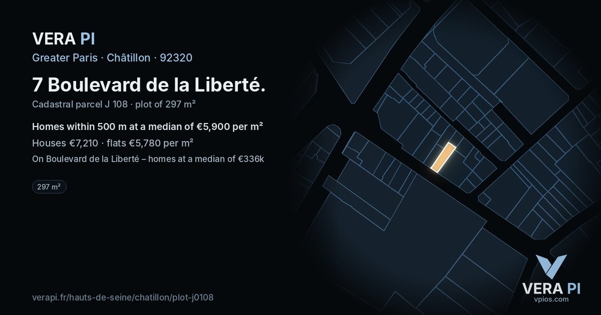 7 Boulevard de la Liberté, Châtillon at night – the plot lit, the parcels around coloured by the prices near them