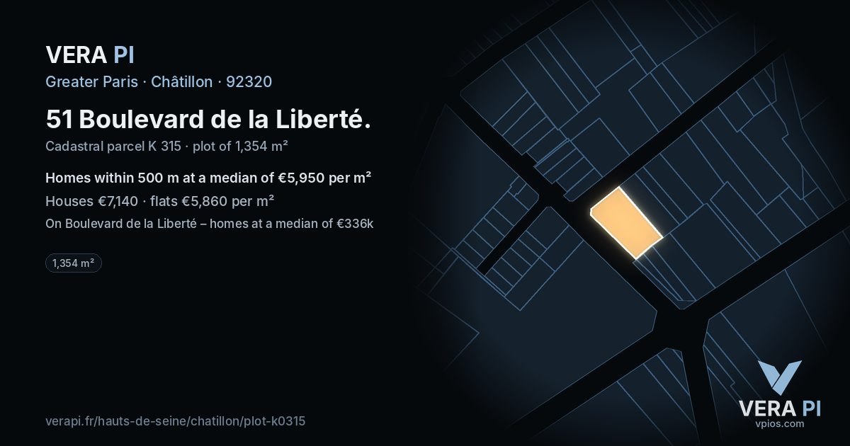 51 Boulevard de la Liberté, Châtillon at night – the plot lit, the parcels around coloured by the prices near them
