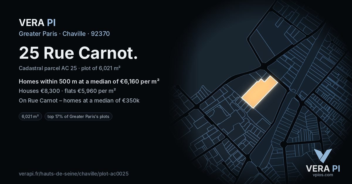 25 Rue Carnot, Chaville at night – the plot lit, the parcels around coloured by the prices near them