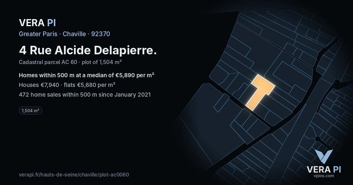 4 Rue Alcide Delapierre, Chaville at night – the plot lit, the parcels around coloured by the prices near them