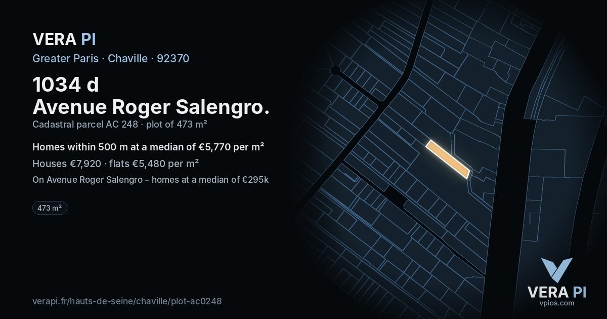 1034 d Avenue Roger Salengro, Chaville at night – the plot lit, the parcels around coloured by the prices near them