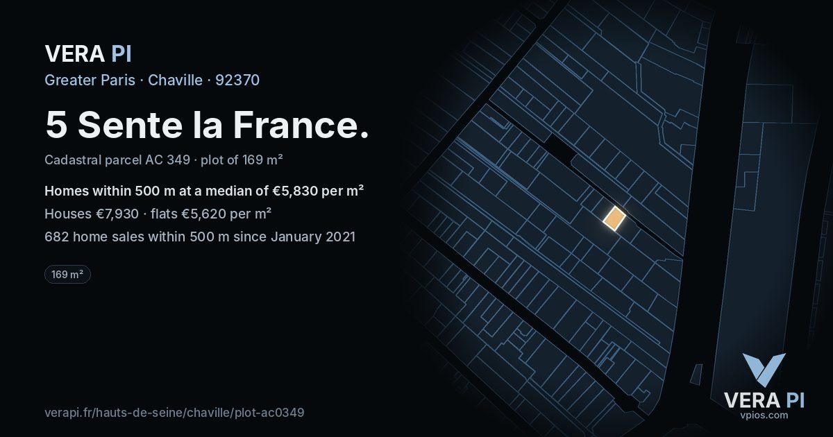 5 Sente la France, Chaville at night – the plot lit, the parcels around coloured by the prices near them