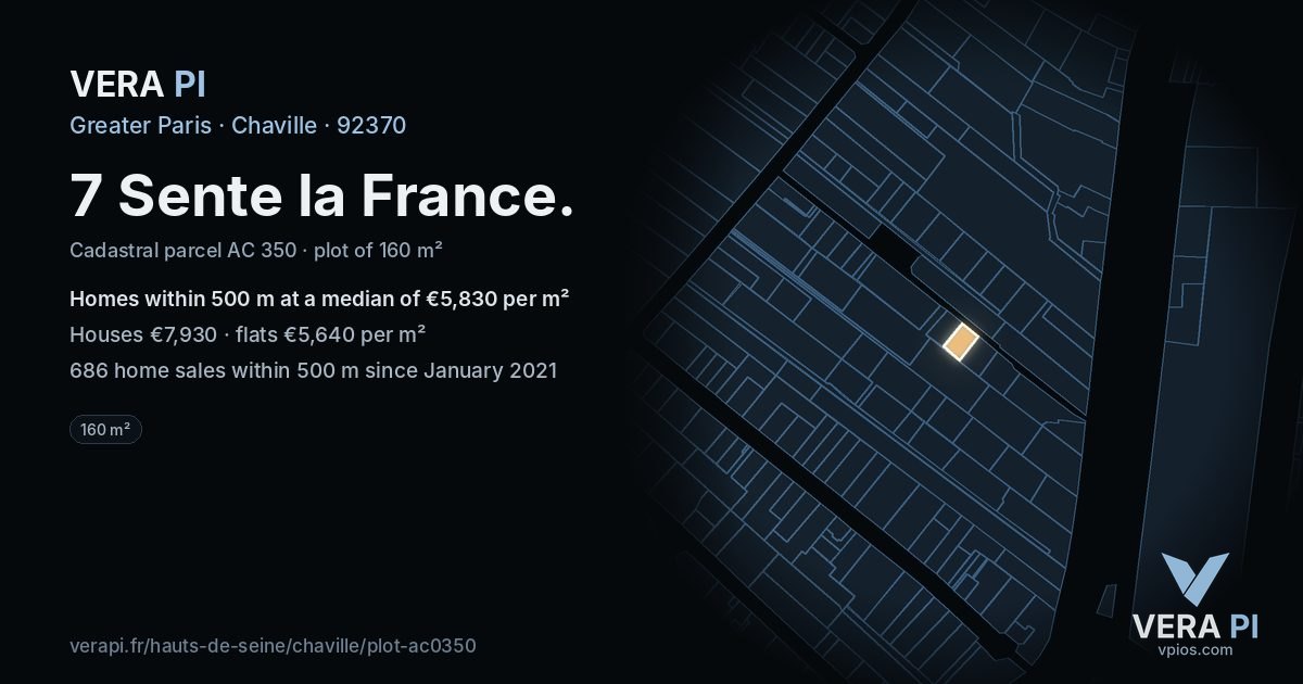 7 Sente la France, Chaville at night – the plot lit, the parcels around coloured by the prices near them
