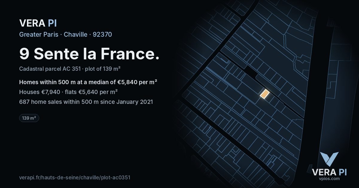 9 Sente la France, Chaville at night – the plot lit, the parcels around coloured by the prices near them