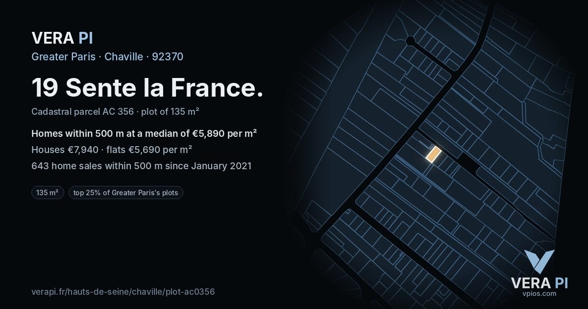 19 Sente la France, Chaville at night – the plot lit, the parcels around coloured by the prices near them