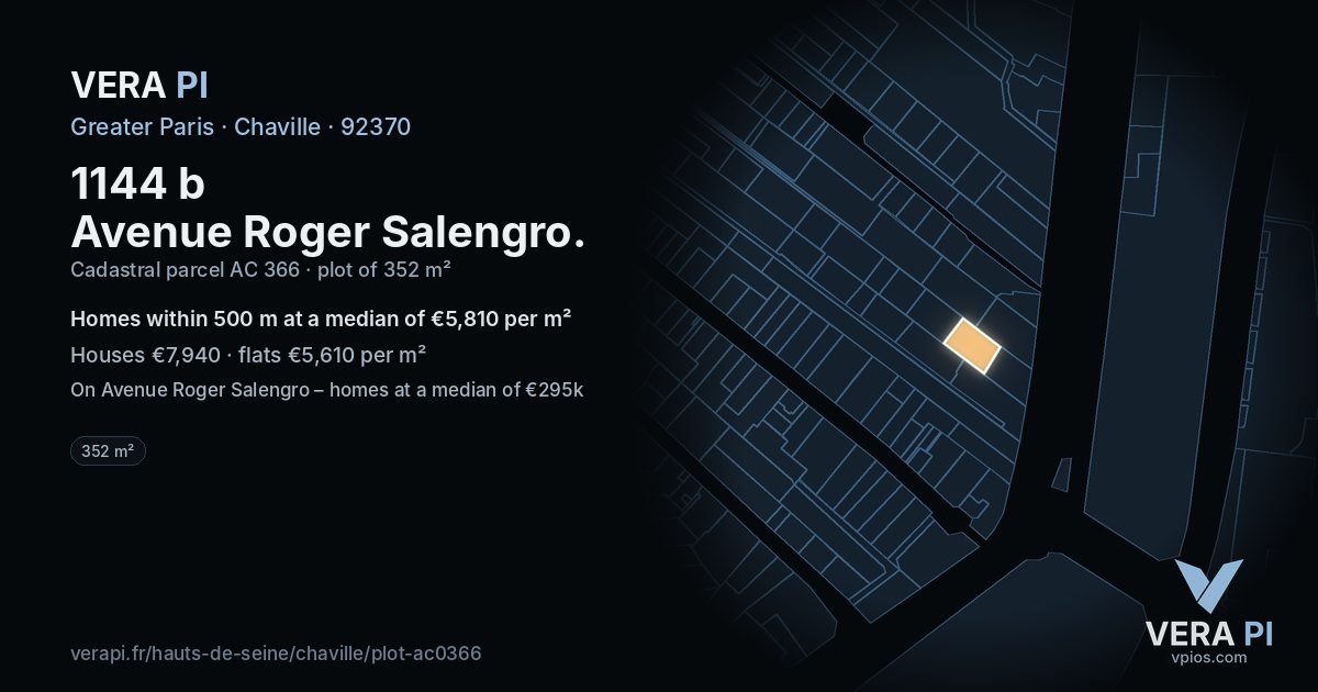 1144 b Avenue Roger Salengro, Chaville at night – the plot lit, the parcels around coloured by the prices near them