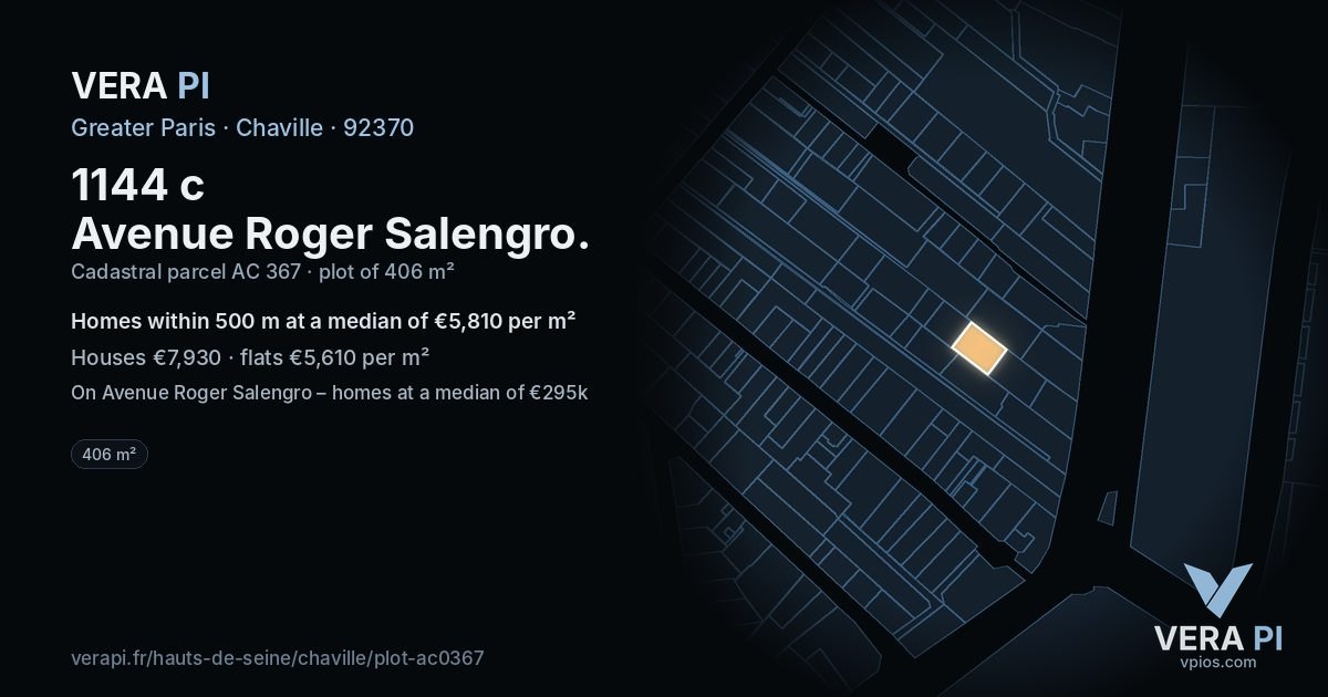 1144 c Avenue Roger Salengro, Chaville at night – the plot lit, the parcels around coloured by the prices near them