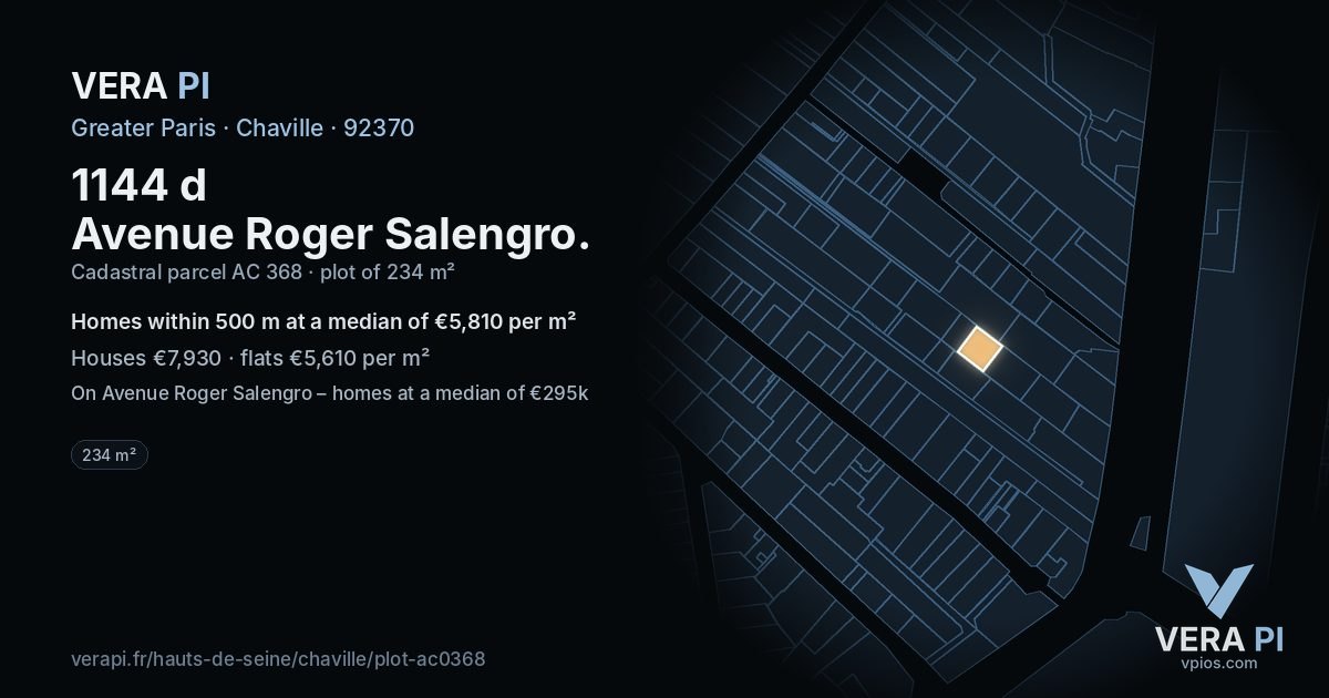 1144 d Avenue Roger Salengro, Chaville at night – the plot lit, the parcels around coloured by the prices near them