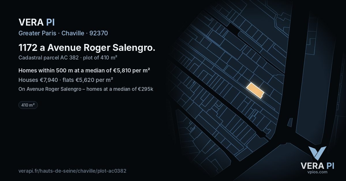 1172 a Avenue Roger Salengro, Chaville at night – the plot lit, the parcels around coloured by the prices near them