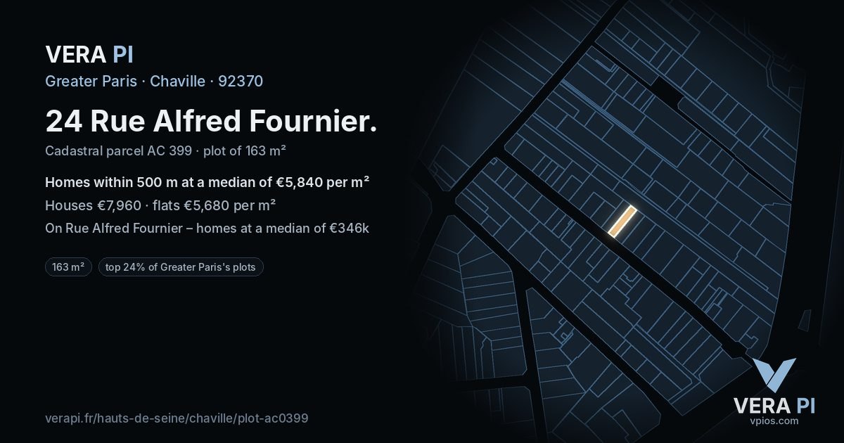 24 Rue Alfred Fournier, Chaville at night – the plot lit, the parcels around coloured by the prices near them