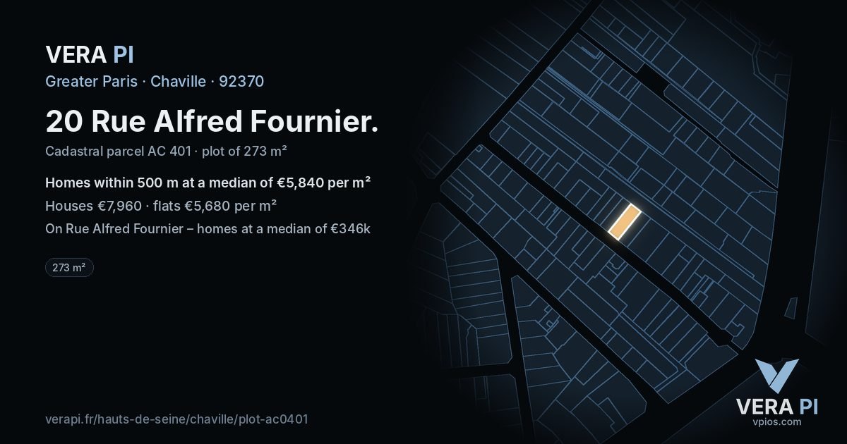 20 Rue Alfred Fournier, Chaville at night – the plot lit, the parcels around coloured by the prices near them