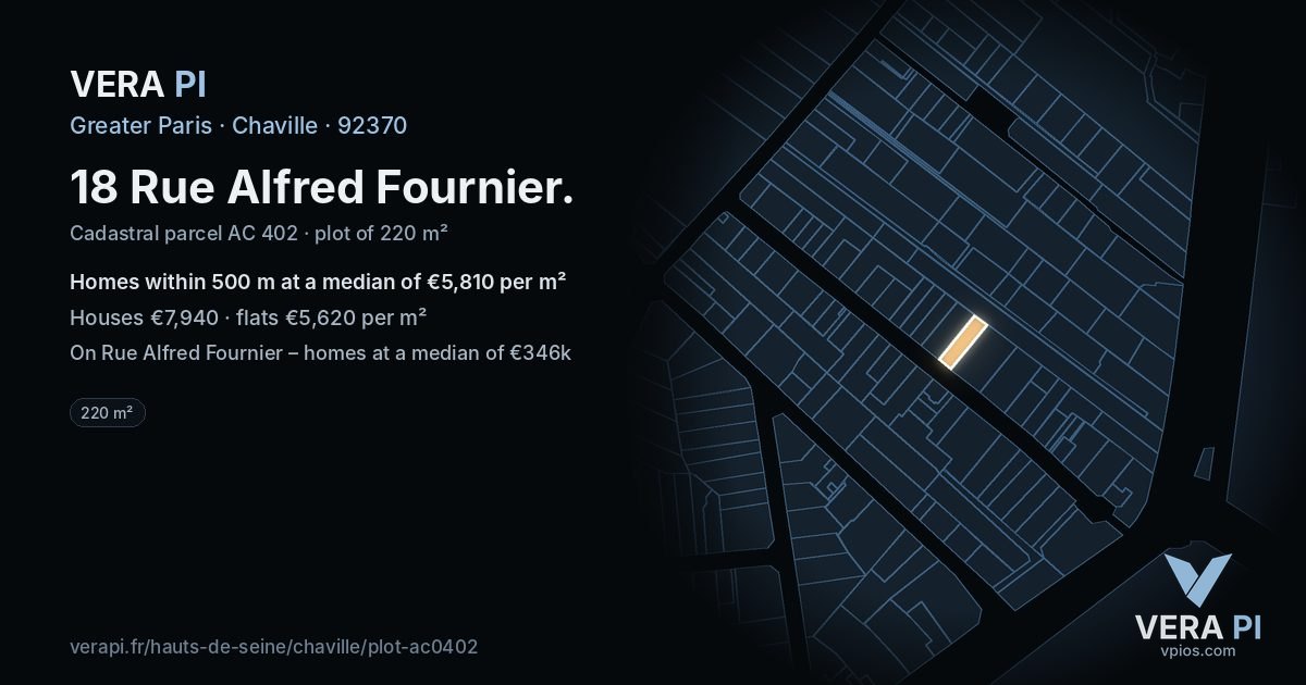 18 Rue Alfred Fournier, Chaville at night – the plot lit, the parcels around coloured by the prices near them