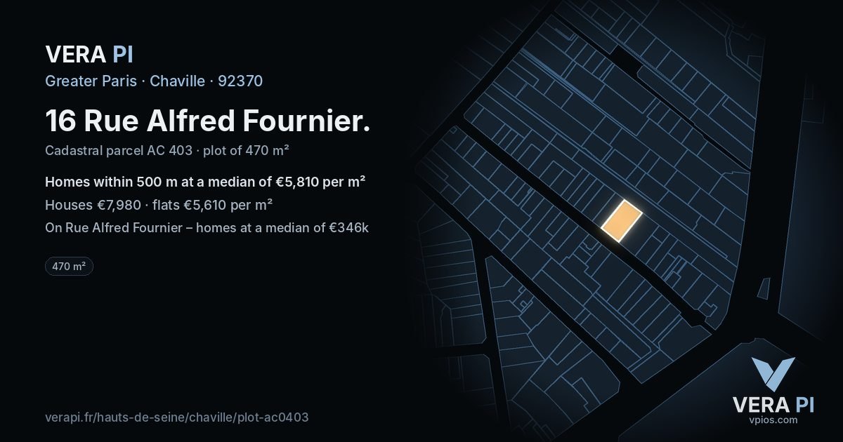 16 Rue Alfred Fournier, Chaville at night – the plot lit, the parcels around coloured by the prices near them