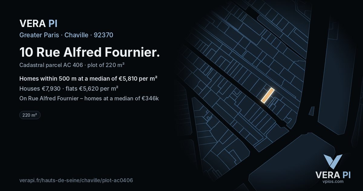 10 Rue Alfred Fournier, Chaville at night – the plot lit, the parcels around coloured by the prices near them