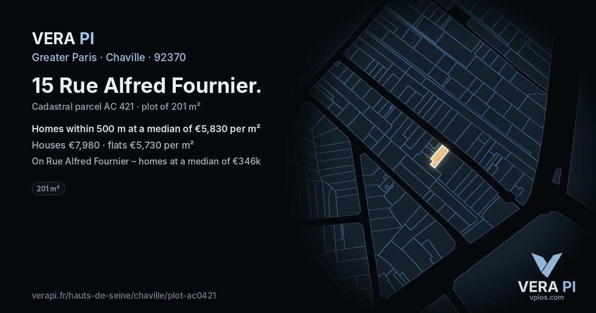 15 Rue Alfred Fournier, Chaville at night – the plot lit, the parcels around coloured by the prices near them