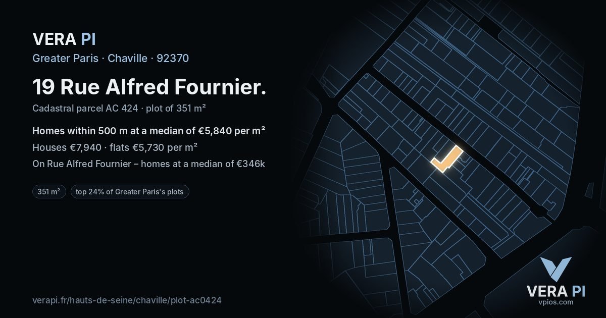 19 Rue Alfred Fournier, Chaville at night – the plot lit, the parcels around coloured by the prices near them