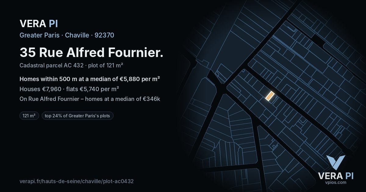 35 Rue Alfred Fournier, Chaville at night – the plot lit, the parcels around coloured by the prices near them