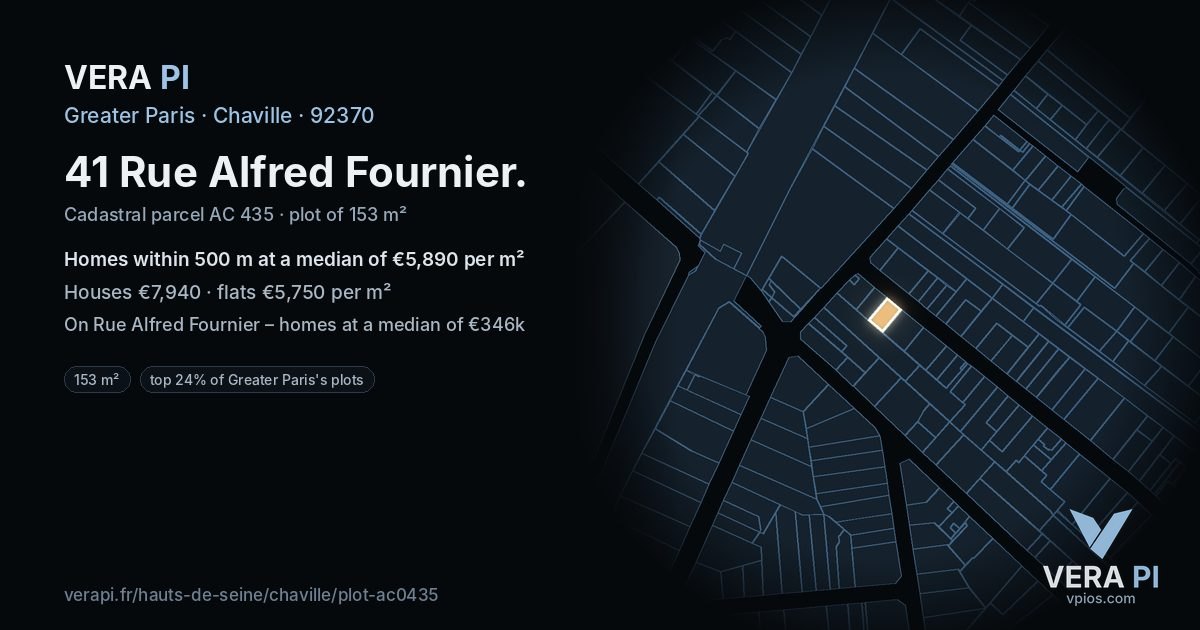 41 Rue Alfred Fournier, Chaville at night – the plot lit, the parcels around coloured by the prices near them