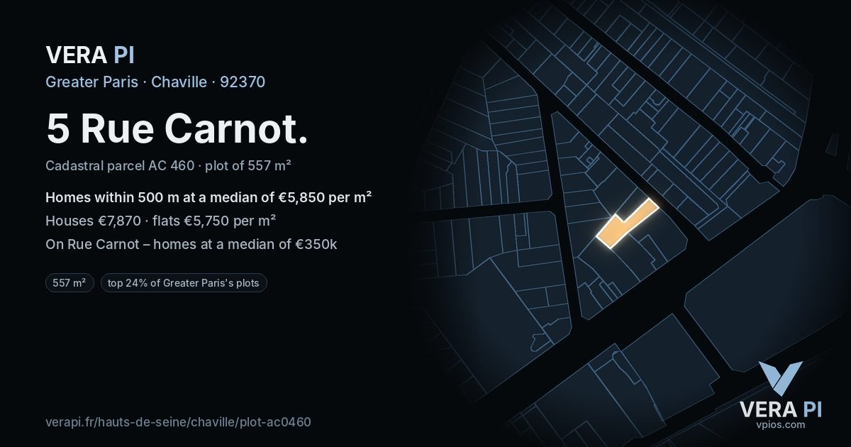 5 Rue Carnot, Chaville at night – the plot lit, the parcels around coloured by the prices near them
