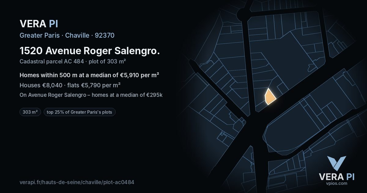 1520 Avenue Roger Salengro, Chaville at night – the plot lit, the parcels around coloured by the prices near them
