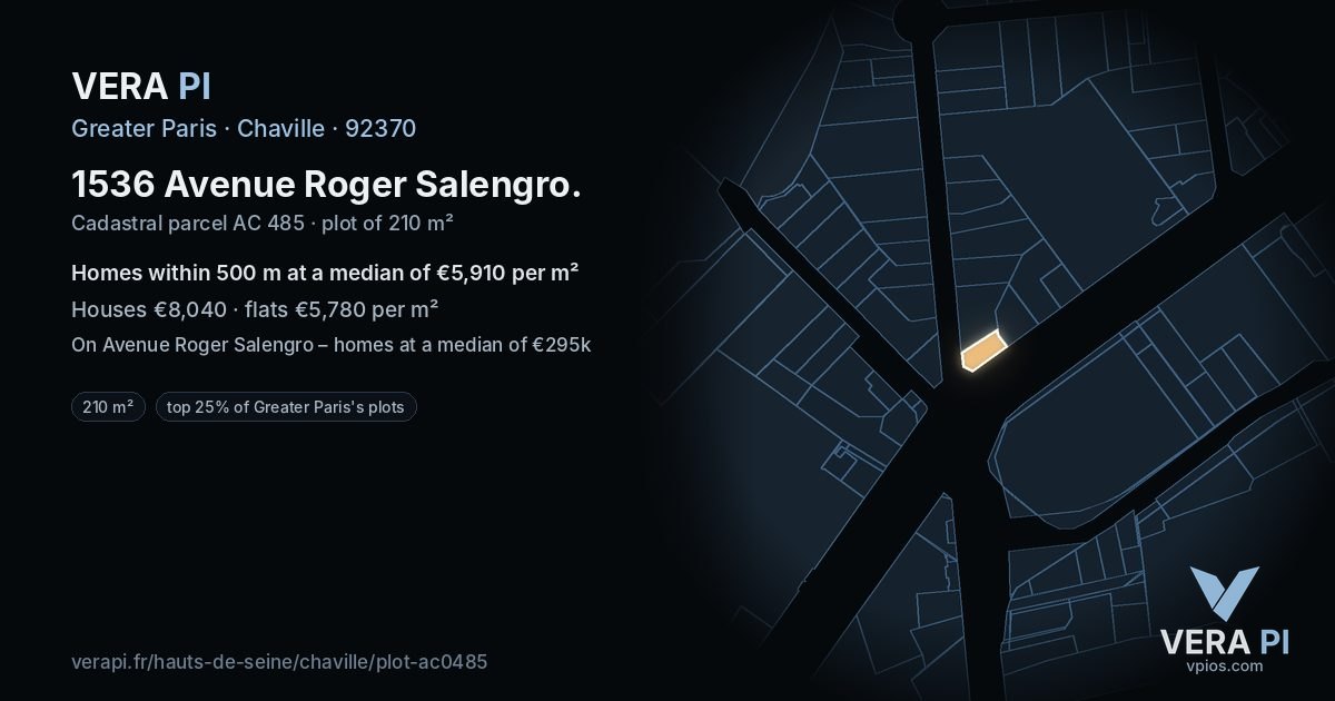 1536 Avenue Roger Salengro, Chaville at night – the plot lit, the parcels around coloured by the prices near them