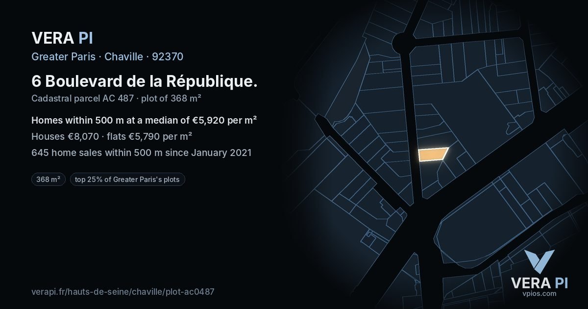 6 Boulevard de la République, Chaville at night – the plot lit, the parcels around coloured by the prices near them