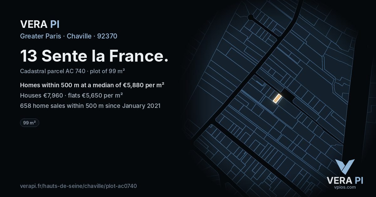 13 Sente la France, Chaville at night – the plot lit, the parcels around coloured by the prices near them