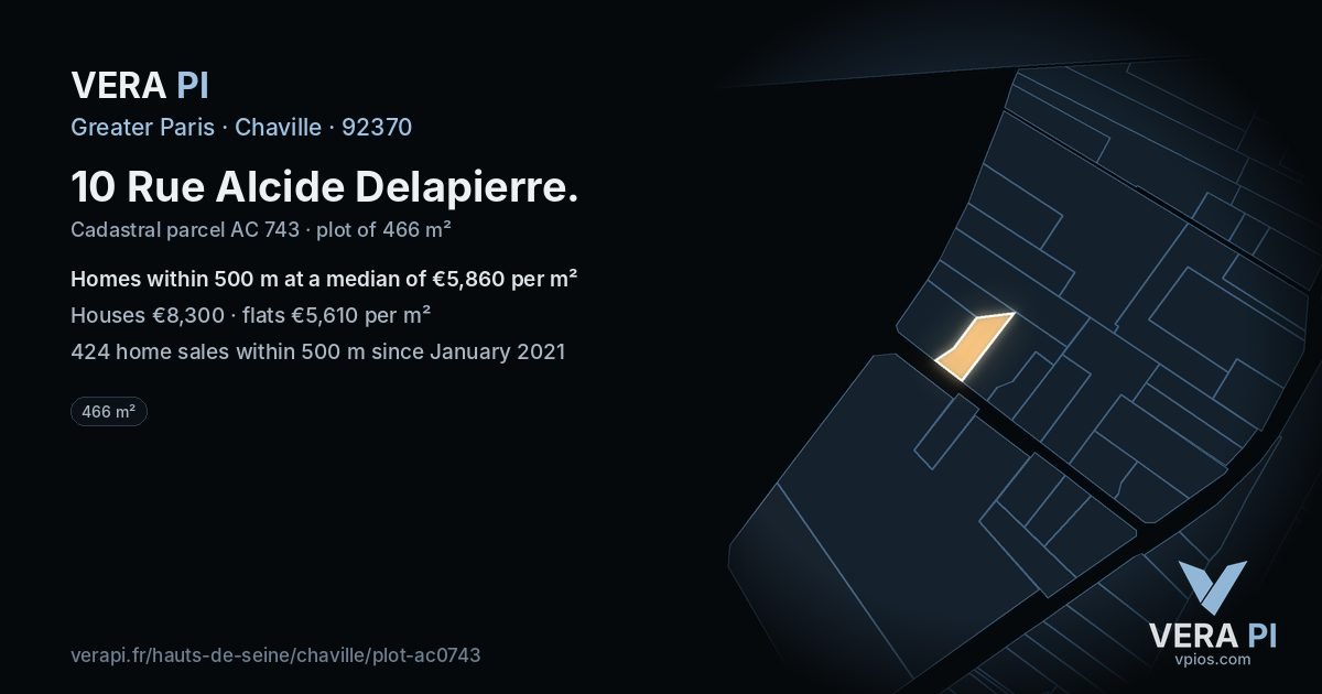 10 Rue Alcide Delapierre, Chaville at night – the plot lit, the parcels around coloured by the prices near them