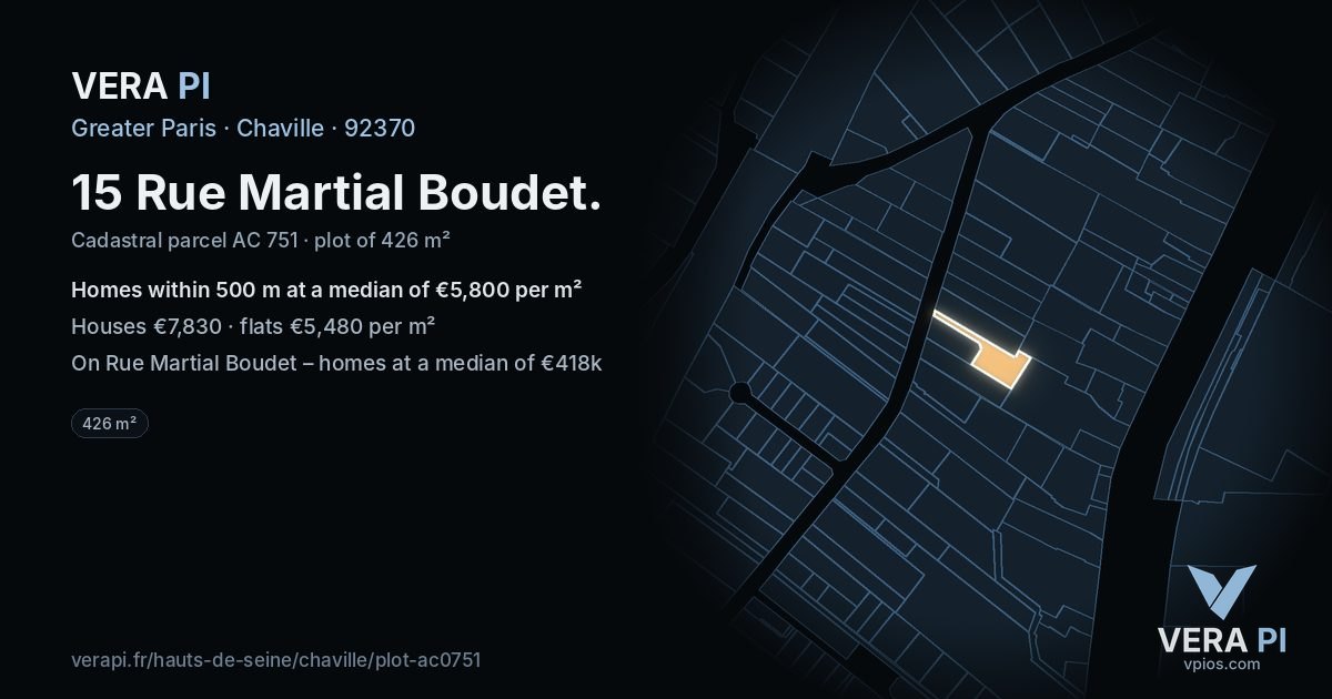 15 Rue Martial Boudet, Chaville at night – the plot lit, the parcels around coloured by the prices near them