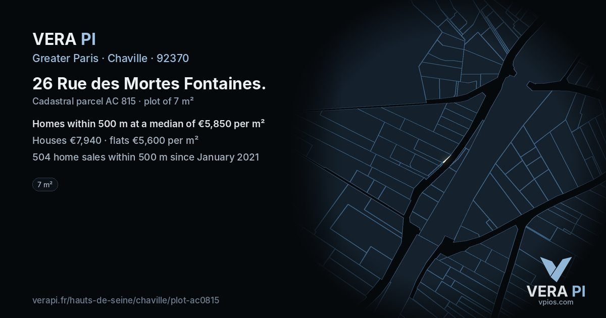 26 Rue des Mortes Fontaines, Chaville at night – the plot lit, the parcels around coloured by the prices near them